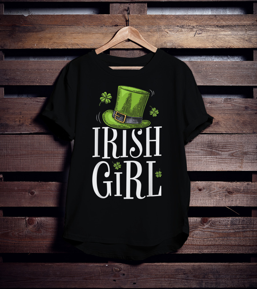 Irish Girl St Patricks Day Shamrock Hat T-Shirt