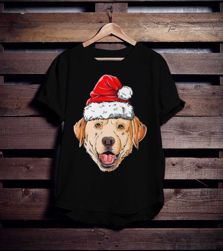 Labrador Santa Christmas Dog Wearing Festive Hat T-Shirt