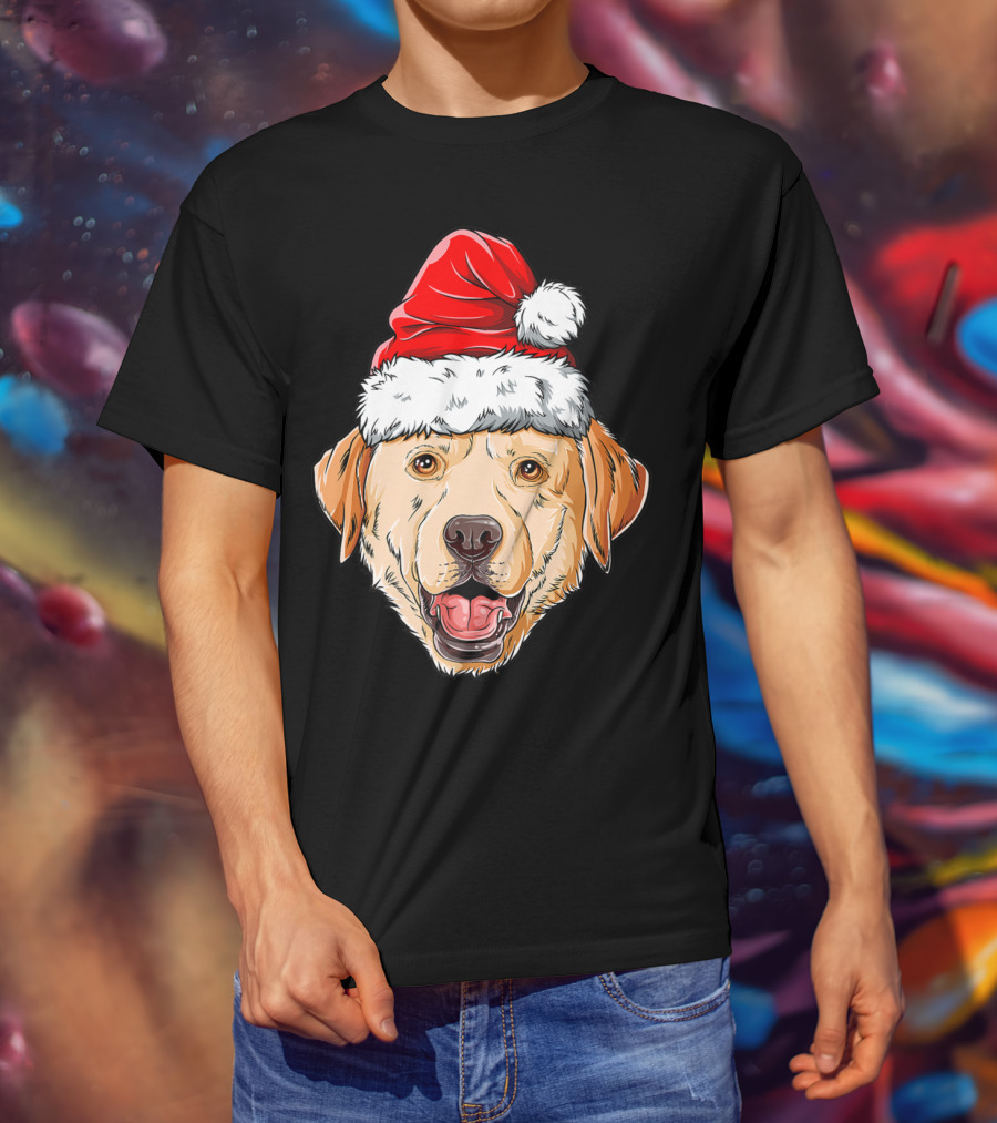 Labrador Santa Christmas Dog Wearing Festive Hat T-Shirt