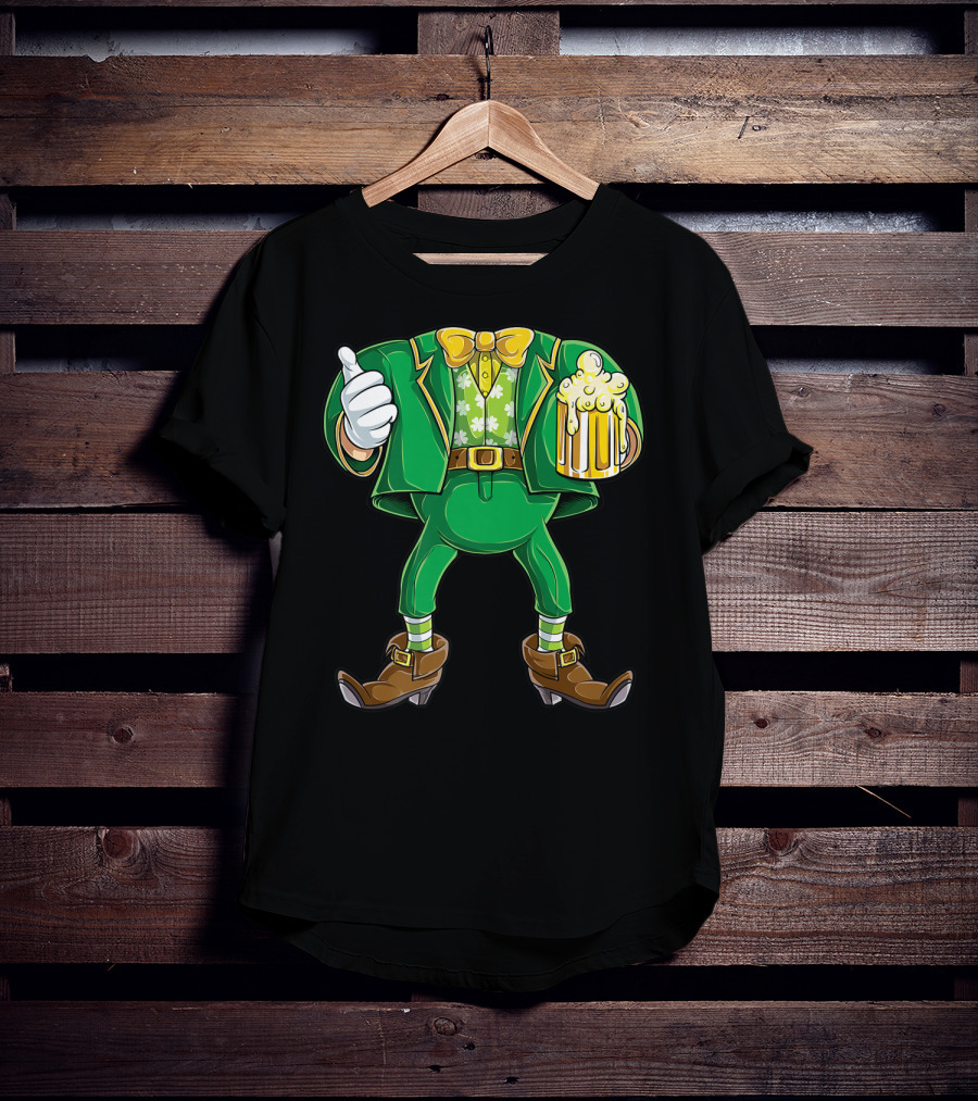 Leprechaun Costume St Patricks Day Men Beer Holding Foamy Mug And Thumbs Up T-Shirt
