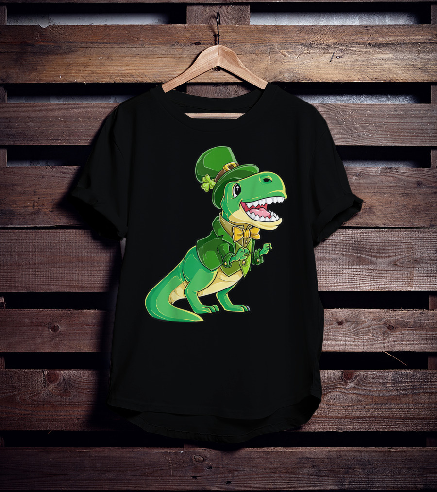St Patricks Day Dinosaur Leprechaun Irish Boys T-Shirt