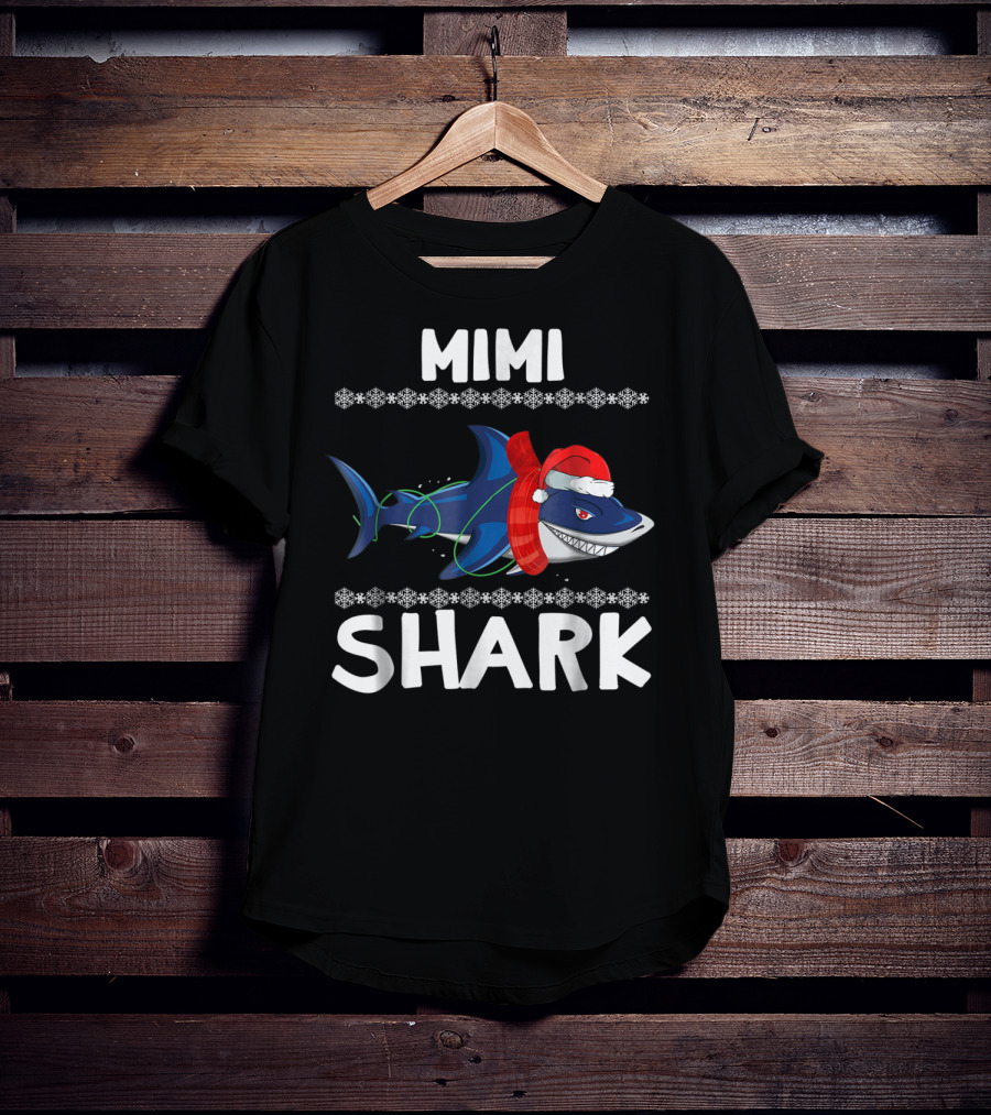 Mimi Shark Christmas Sweater Family Holiday Santa Hat T-Shirt