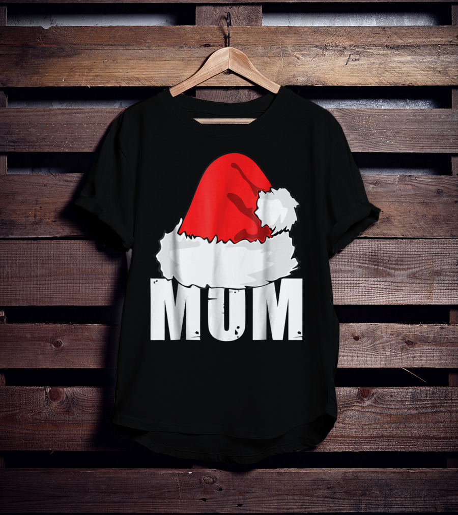 Mum Christmas Santa Hat Family Matching T-Shirt
