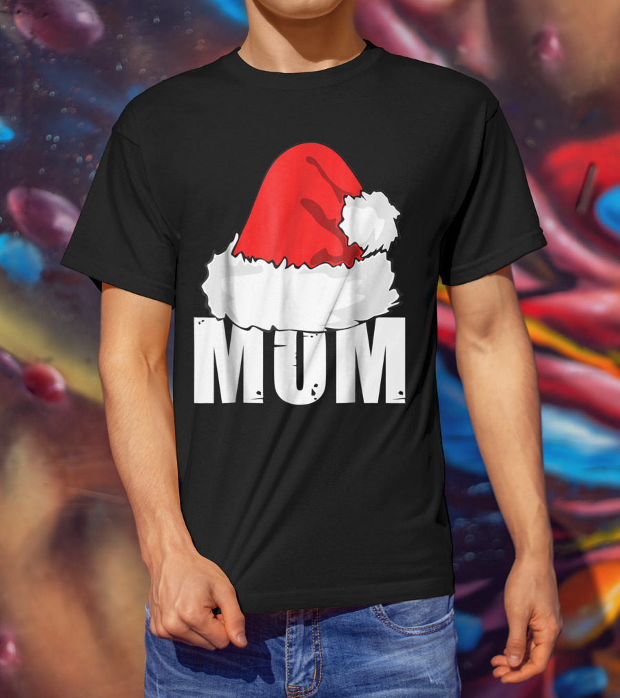 Mum Christmas Santa Hat Family Matching T-Shirt