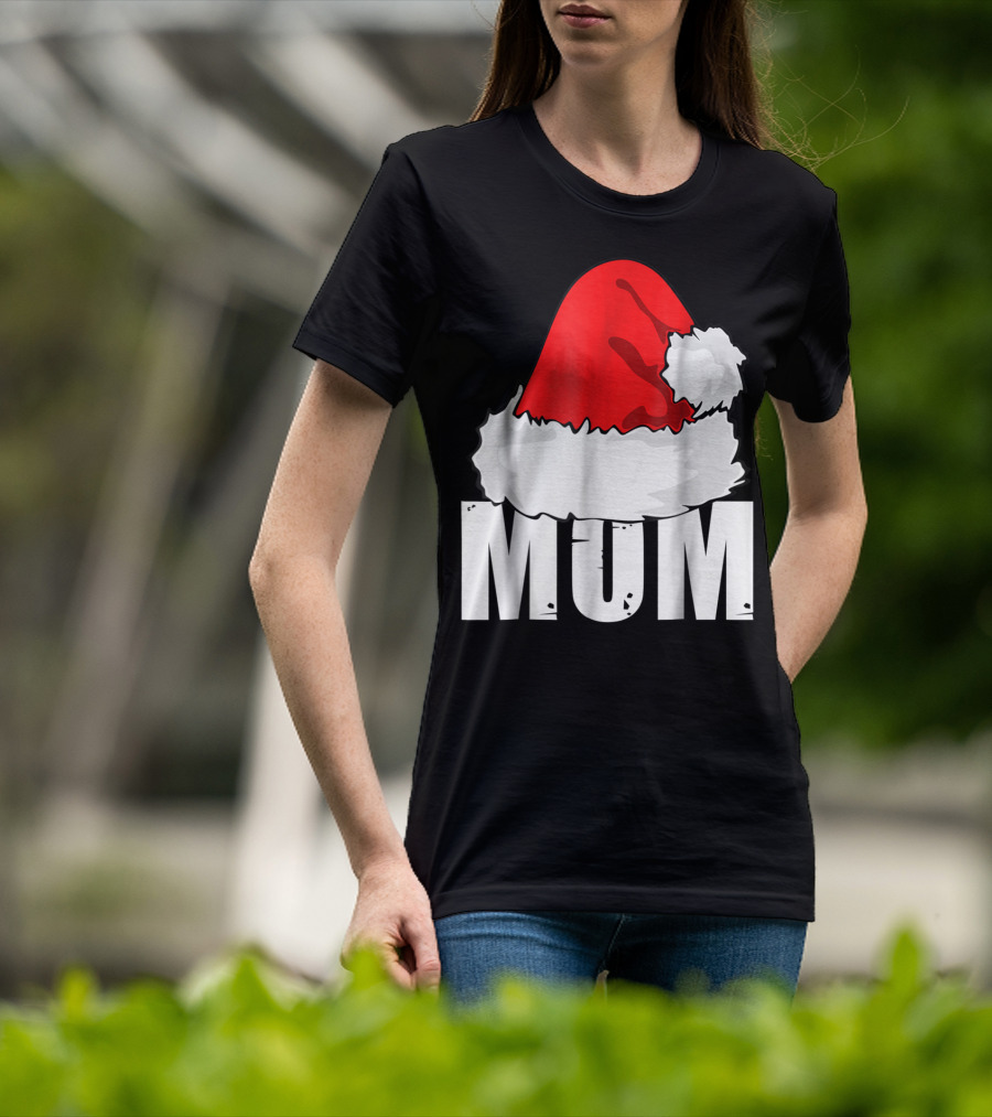 Mum Christmas Santa Hat Family Matching T-Shirt