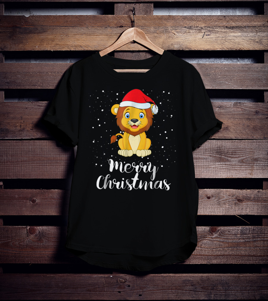 Merry Christmas Lion Funny Matching Family Group T-Shirt
