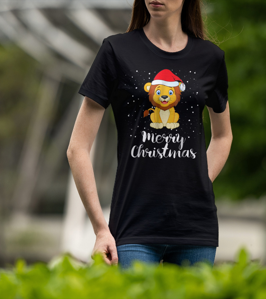 Merry Christmas Lion Funny Matching Family Group T-Shirt