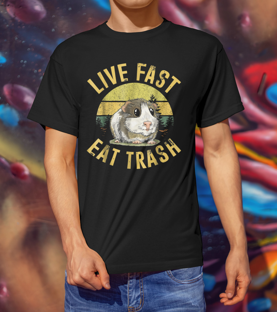 Live Fast Eat Trash Funny Guinea Pig T-Shirt
