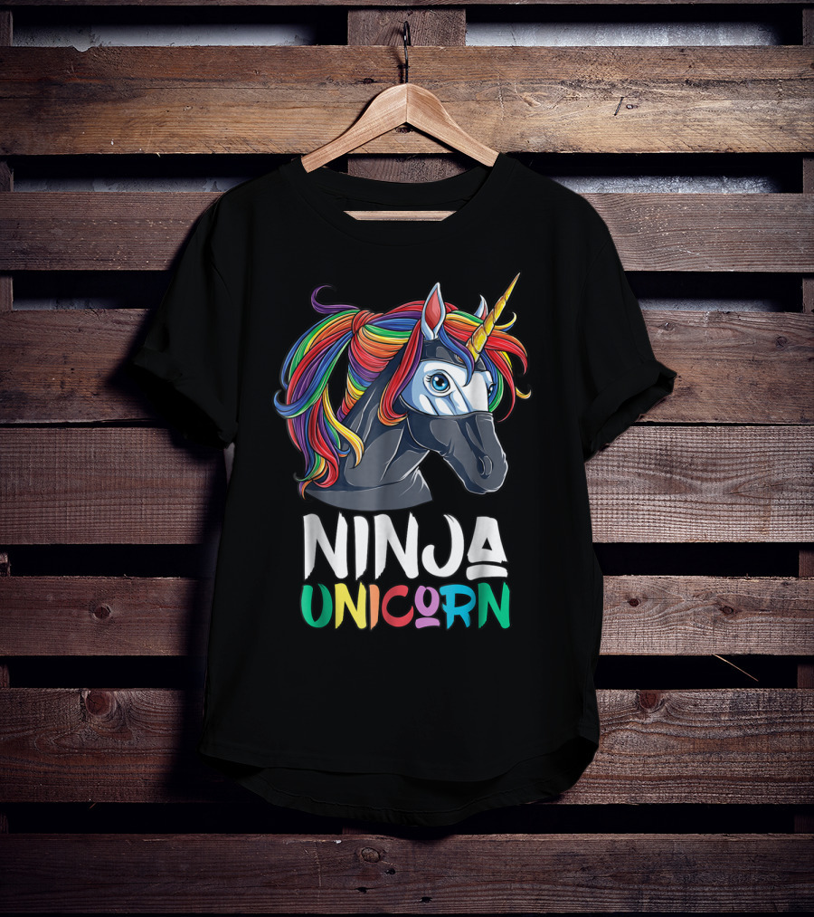 Ninja Unicorn Rainbow Girls Martial Arts T-Shirt