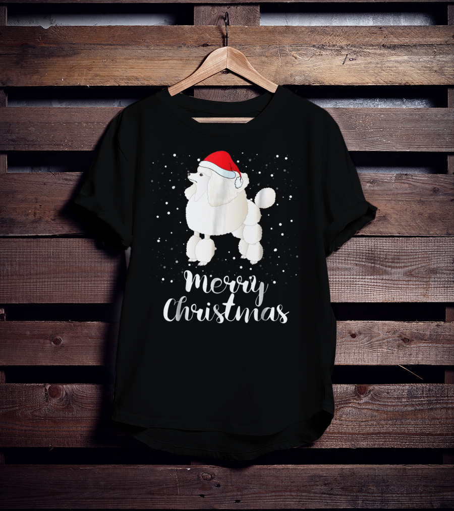 Merry Christmas Poodle Funny Santa Hat Matching Family Group T-Shirt