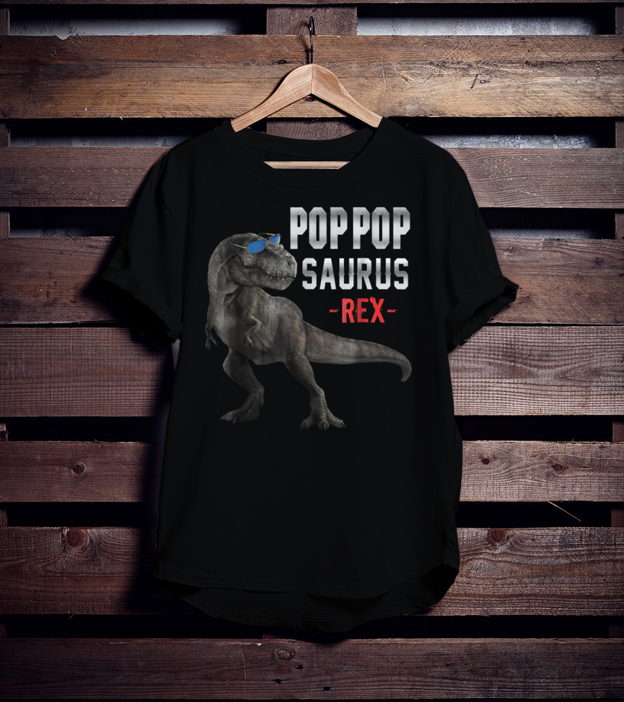 Poppopsaurus Rex Funny Dinosaur With Sunglasses T-Shirt