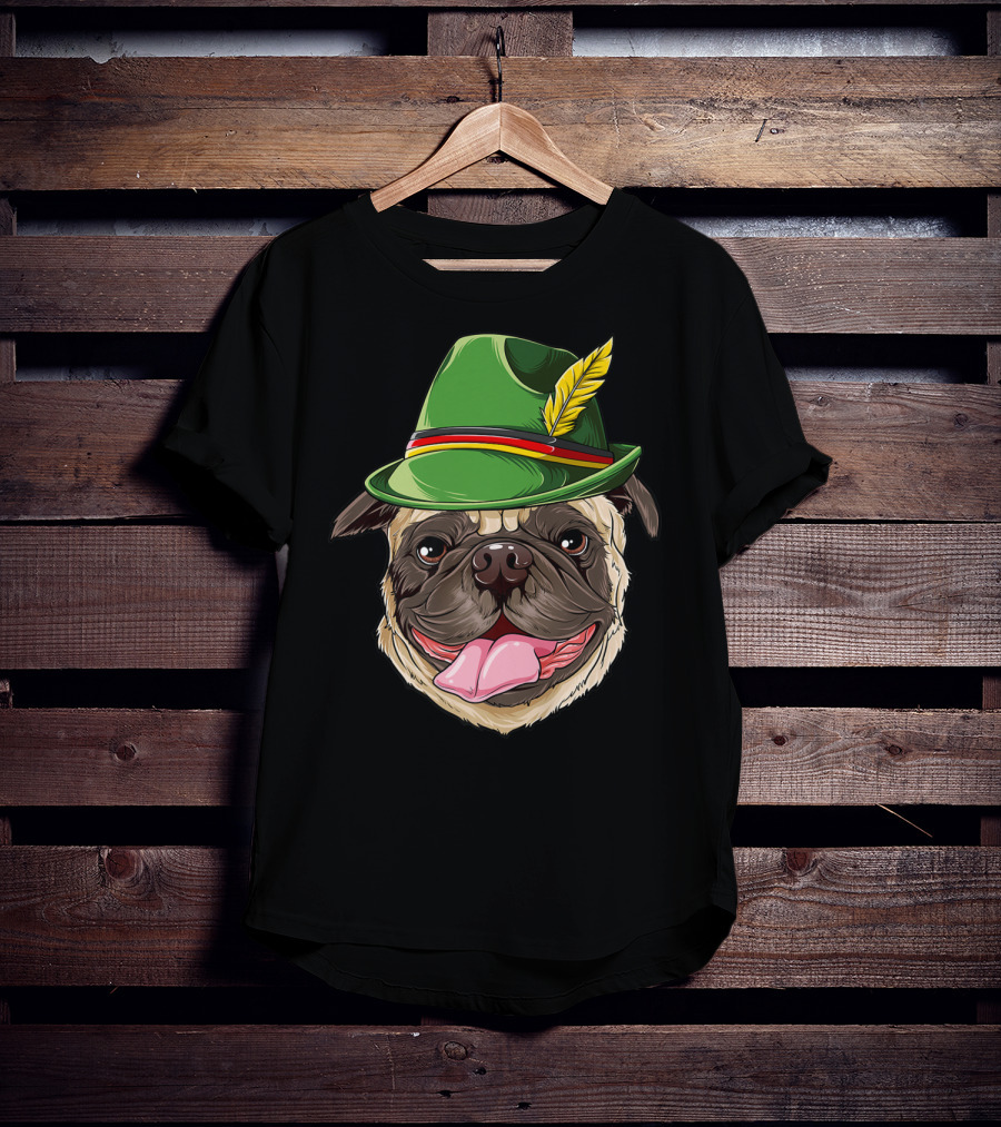 Pug Oktoberfest Pugtoberfest Boys Lederhosen Hat T-Shirt