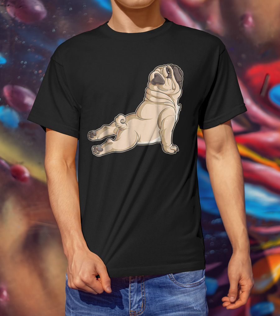 Pug Yoga Pose For Dog Lovers Puppy Funny T-Shirt