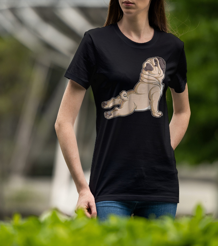 Pug Yoga Pose For Dog Lovers Puppy Funny T-Shirt