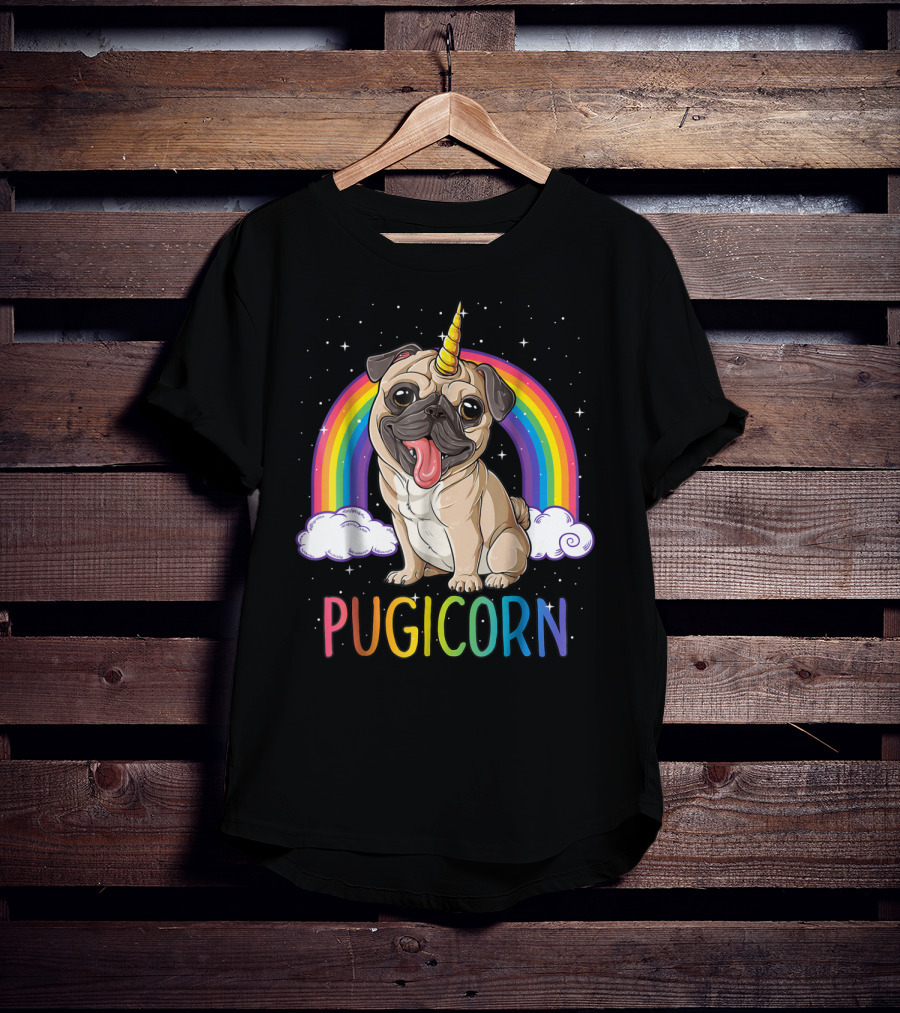 Pugicorn Pug Unicorn Kids Women Rainbow Galaxy T-Shirt