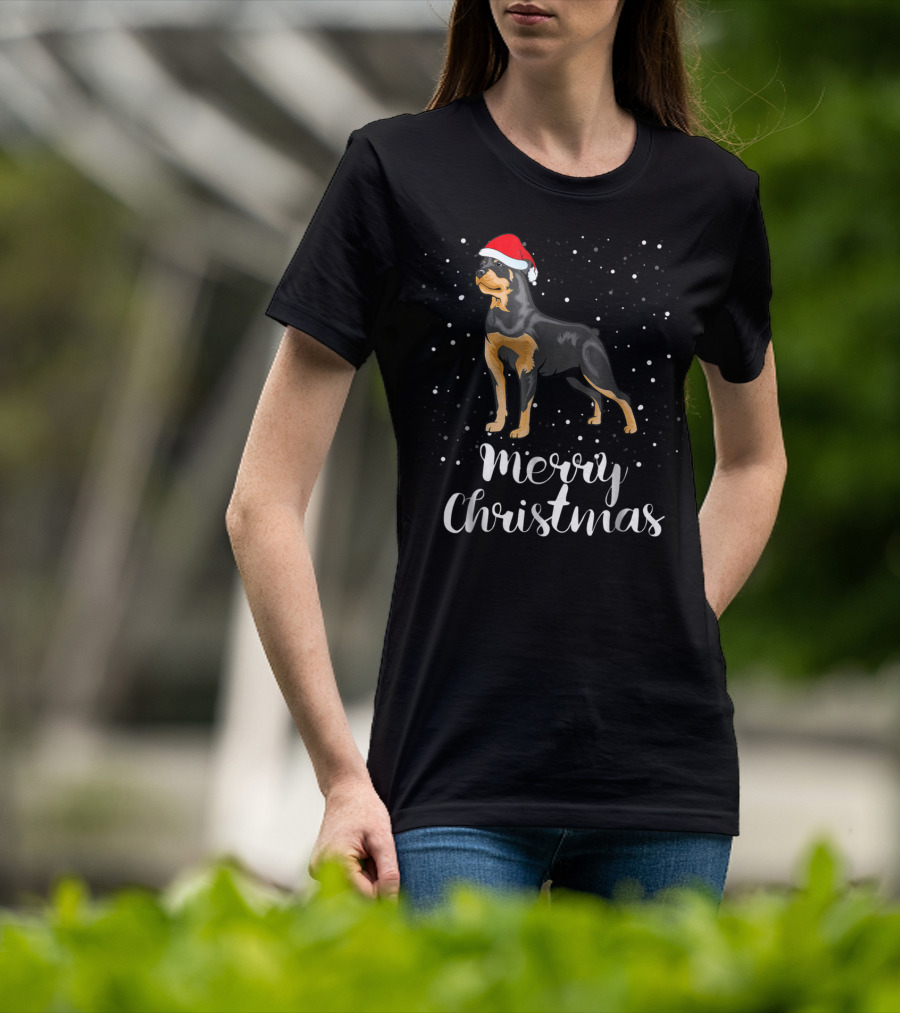 Merry Christmas Rottweiler Santa Hat Snowfest Matching Family Group T-Shirt
