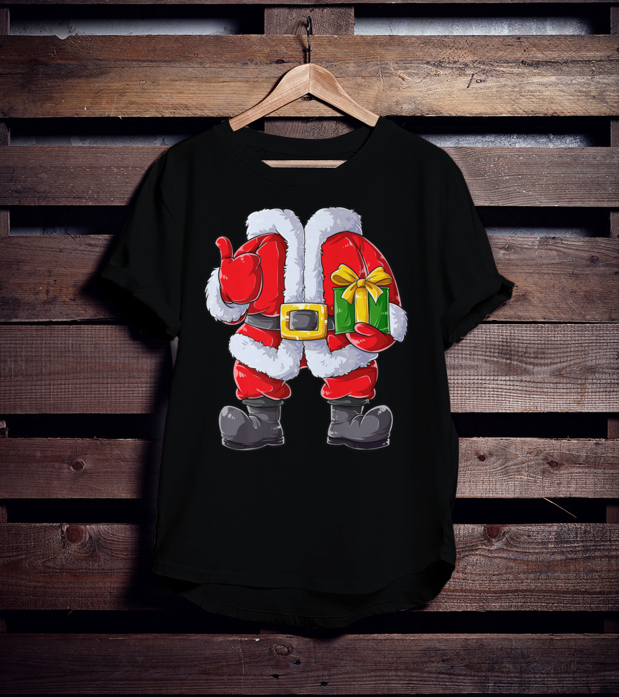 Santa Claus Costume With Gift Holiday Boys Christmas T-Shirt