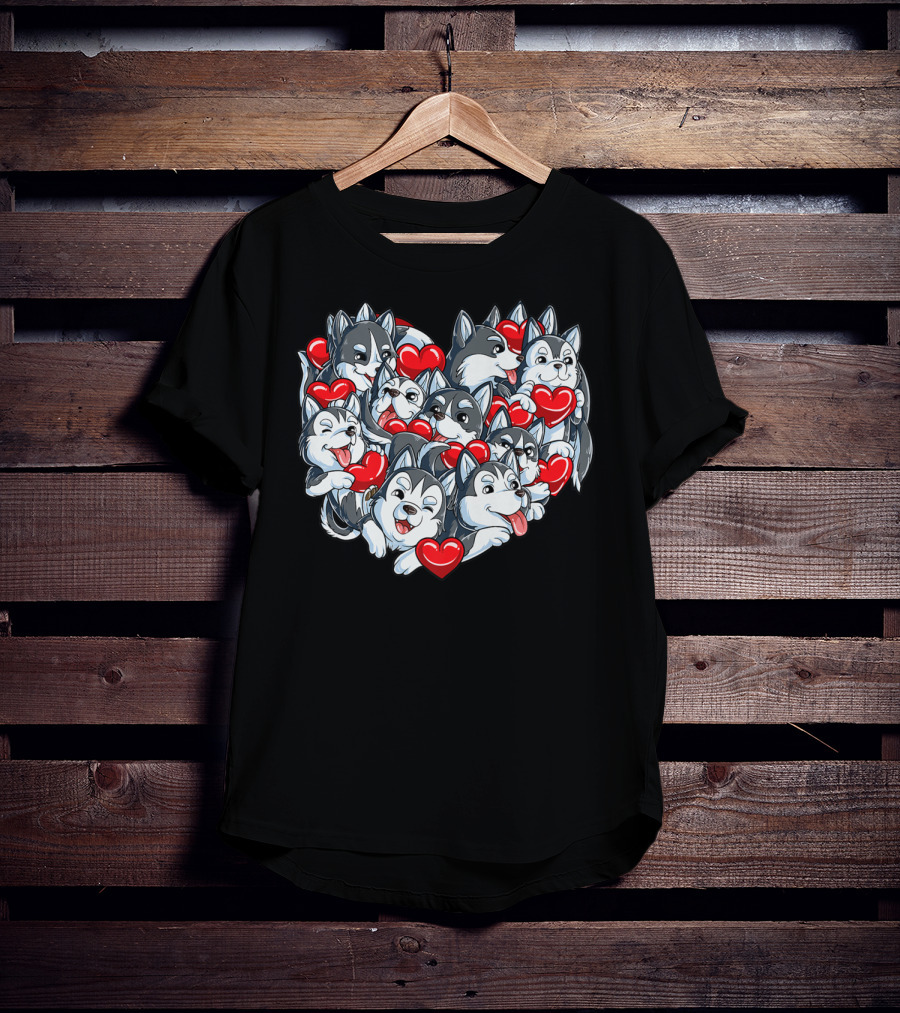 Siberian Husky Valentines Day Heart T-Shirt