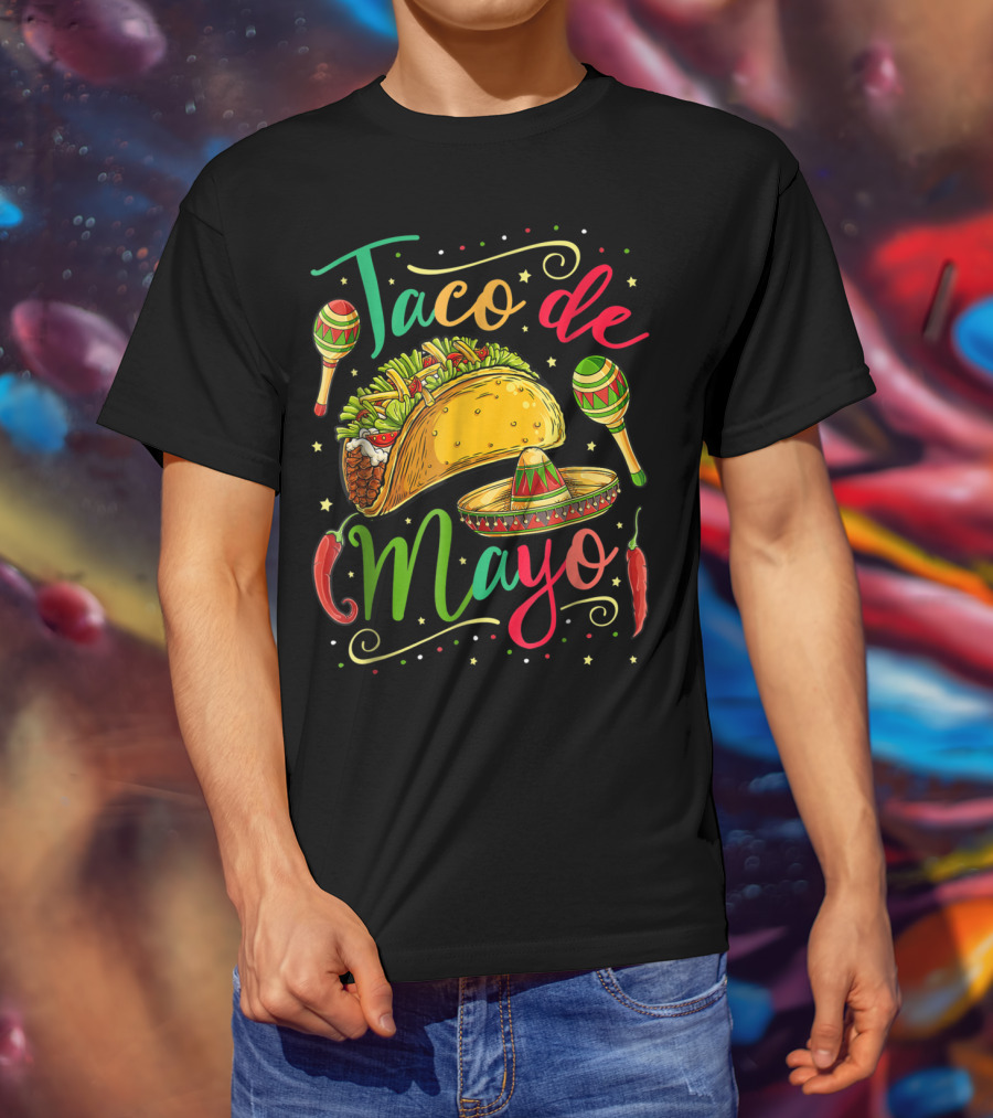 Taco De Mayo Cinco De Mayo Festive Maracas Sombrero Peppers T-Shirt