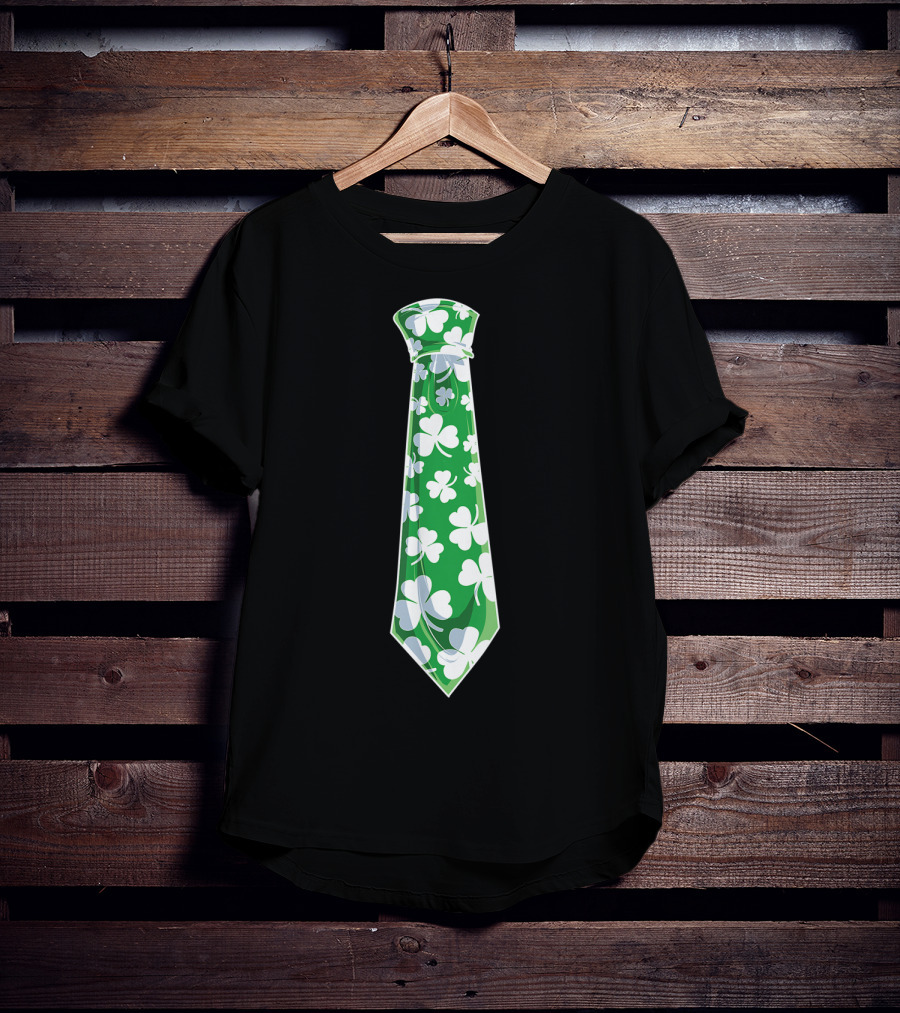 St Patricks Day Green Shamrock Tie Boys Men T-Shirt