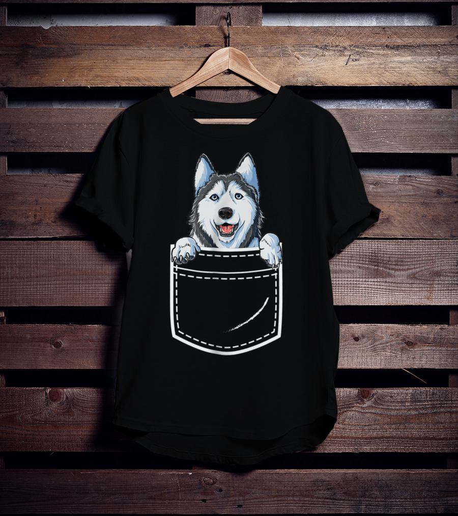 Siberian Husky Peeking From Your Front Pocket T-Shirt