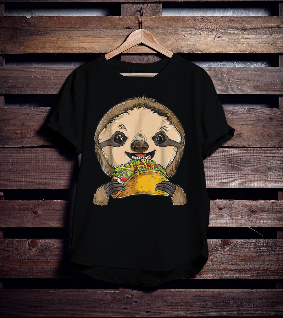 Sloth Enjoying A Taco Animal Tacos Lover T-Shirt