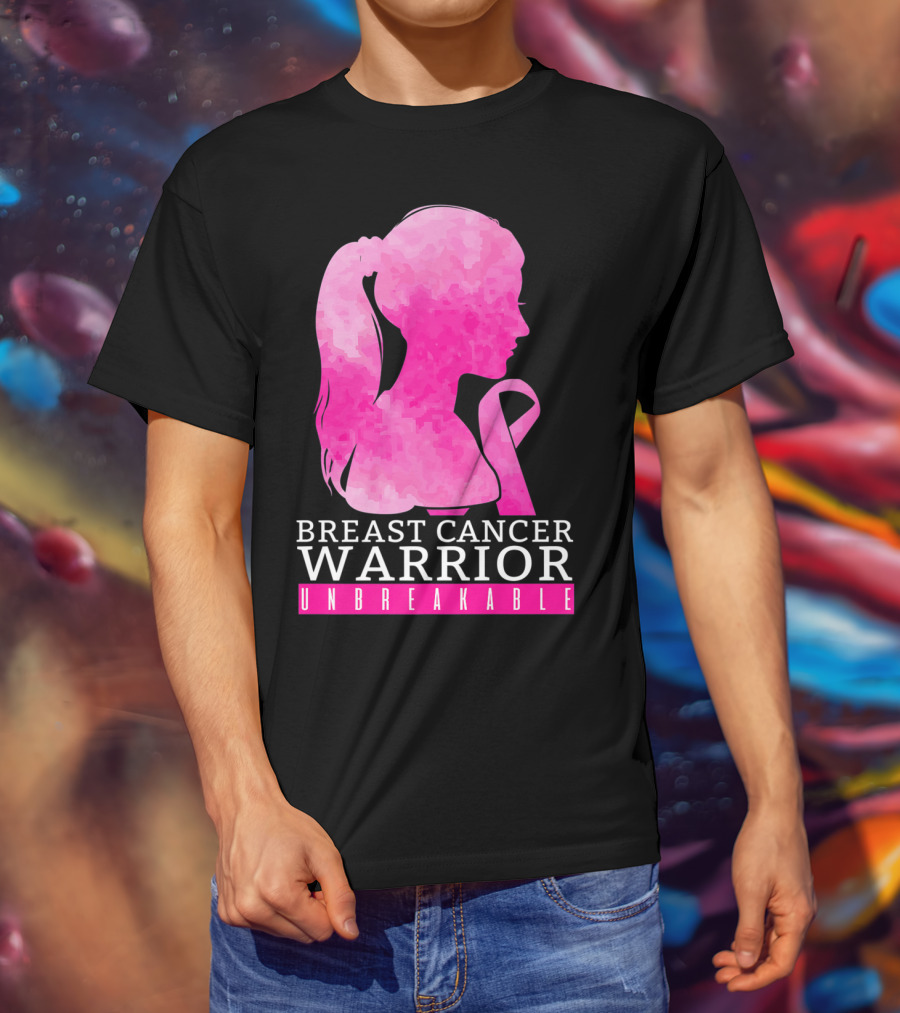 Breast Cancer Warrior Unbreakable Pink Ribbon T-Shirt
