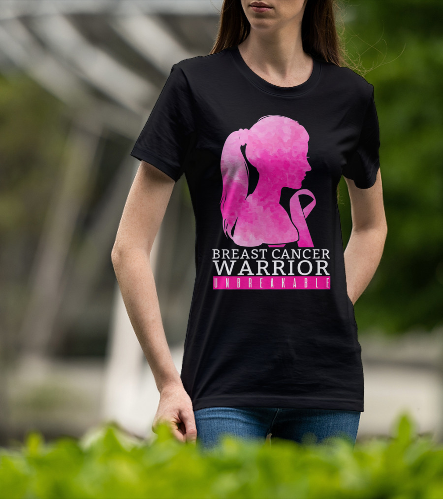 Breast Cancer Warrior Unbreakable Pink Ribbon T-Shirt