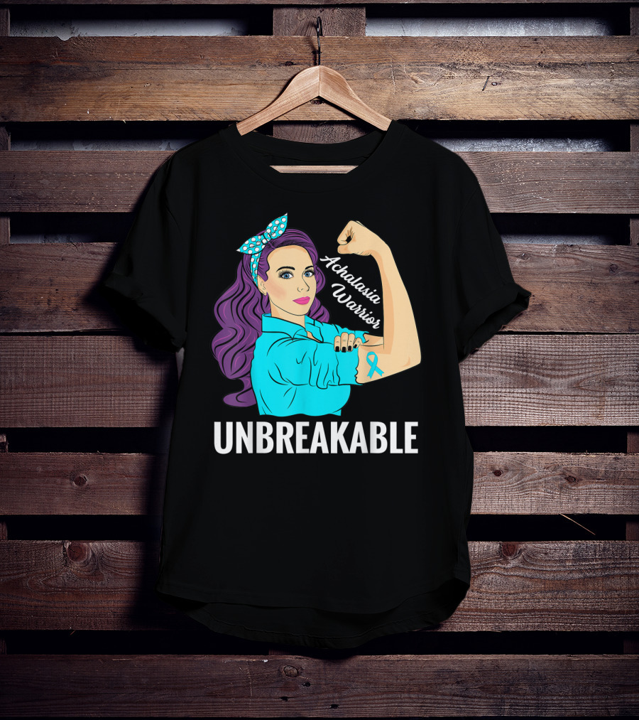 Achalasia Warrior Unbreakable Rosie The Riveter Style Awareness T-Shirt