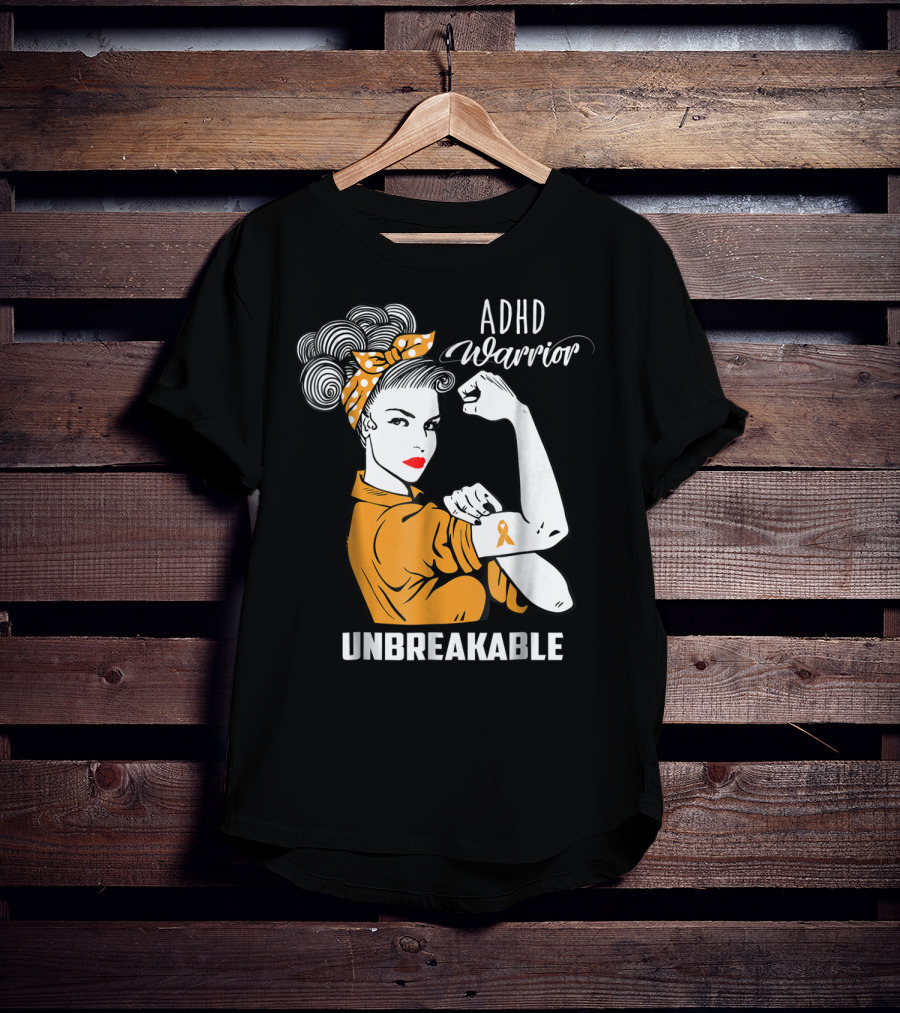 ADHD Warrior Unbreakable Ribbon Awareness Rosie T-Shirt
