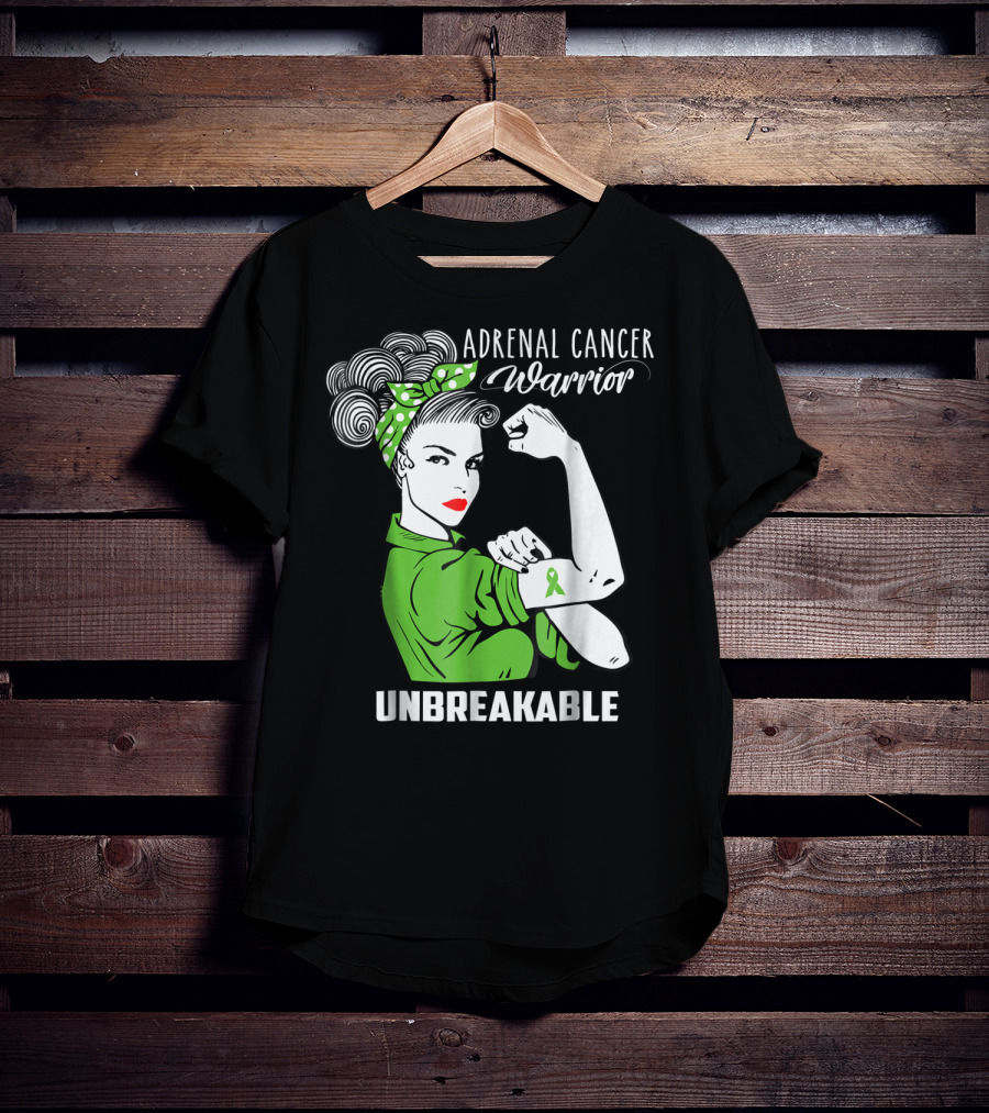 Adrenal Cancer Warrior Unbreakable Awareness Ribbon Strength T-Shirt