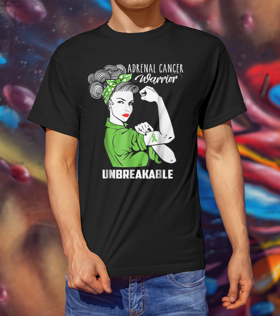 Adrenal Cancer Warrior Unbreakable Awareness Ribbon Strength T-Shirt