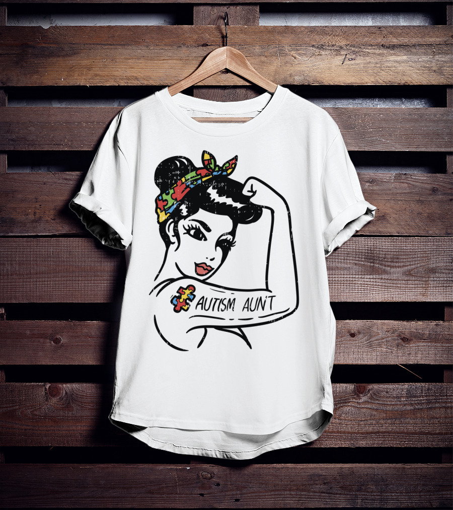 Autism Aunt Unbreakable Puzzle Piece Bandana Tattoo T-Shirt