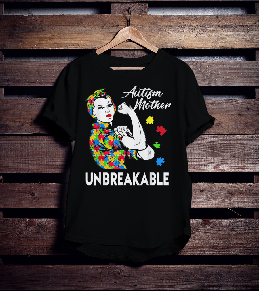 Autism Mother Unbreakable Puzzle Piece Awareness T-Shirt