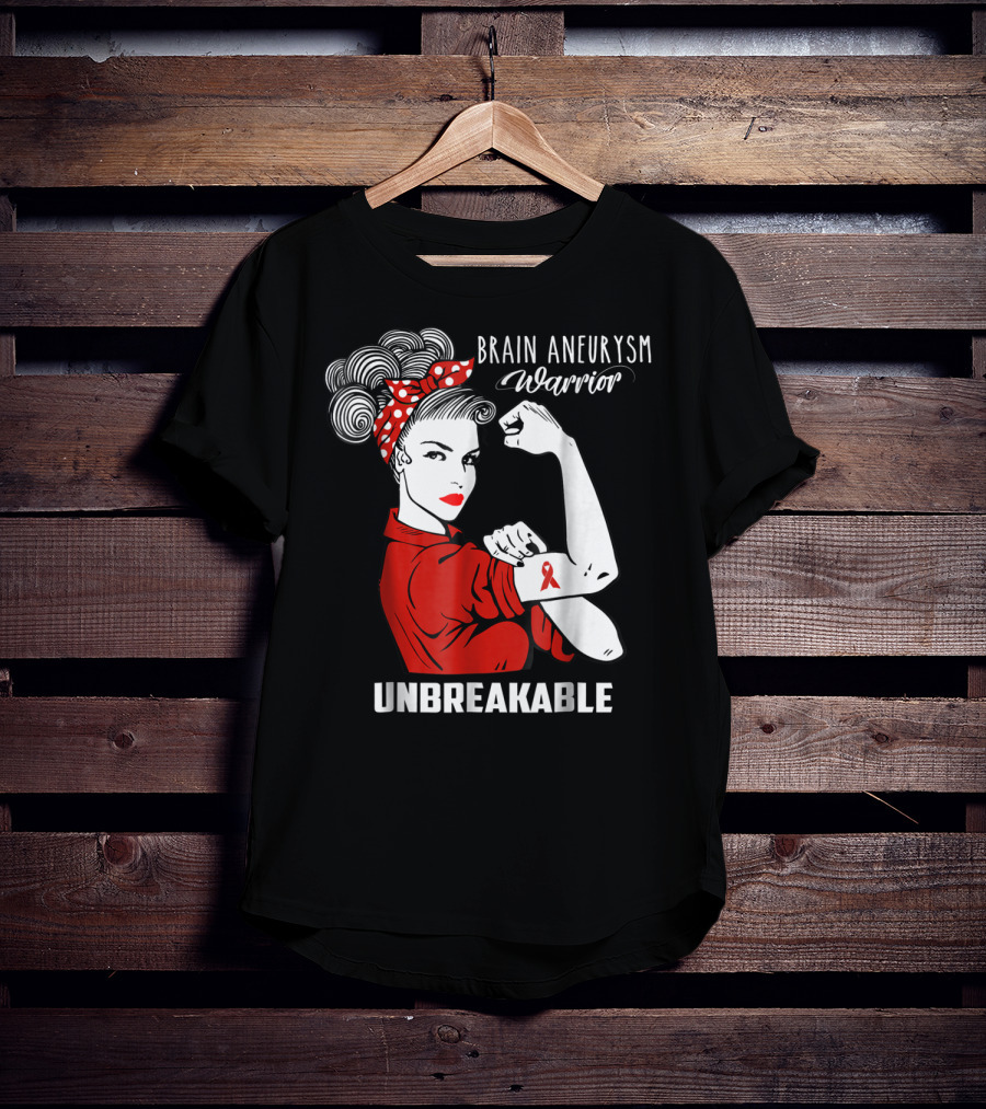 Brain Aneurysm Warrior Unbreakable Awareness Ribbon Strength T-Shirt