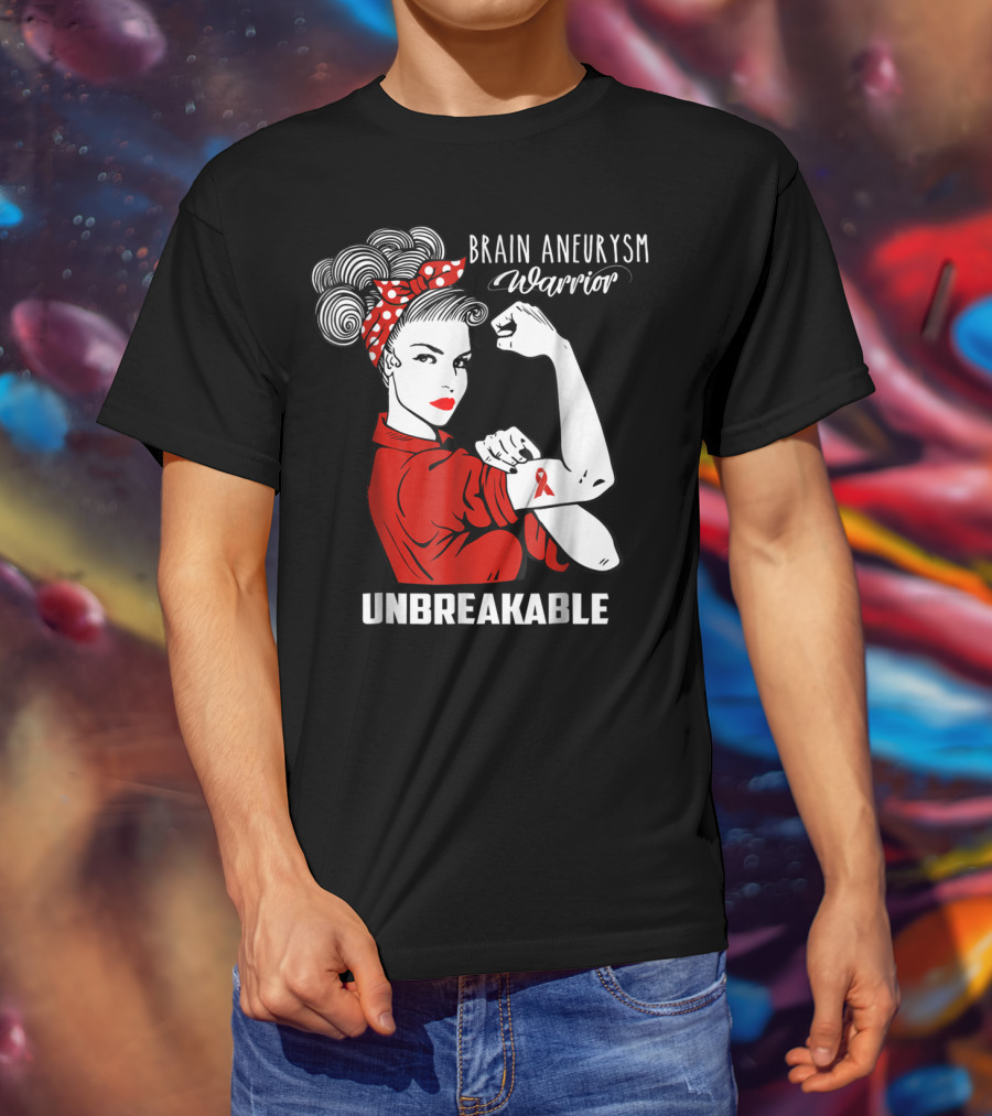 Brain Aneurysm Warrior Unbreakable Awareness Ribbon Strength T-Shirt