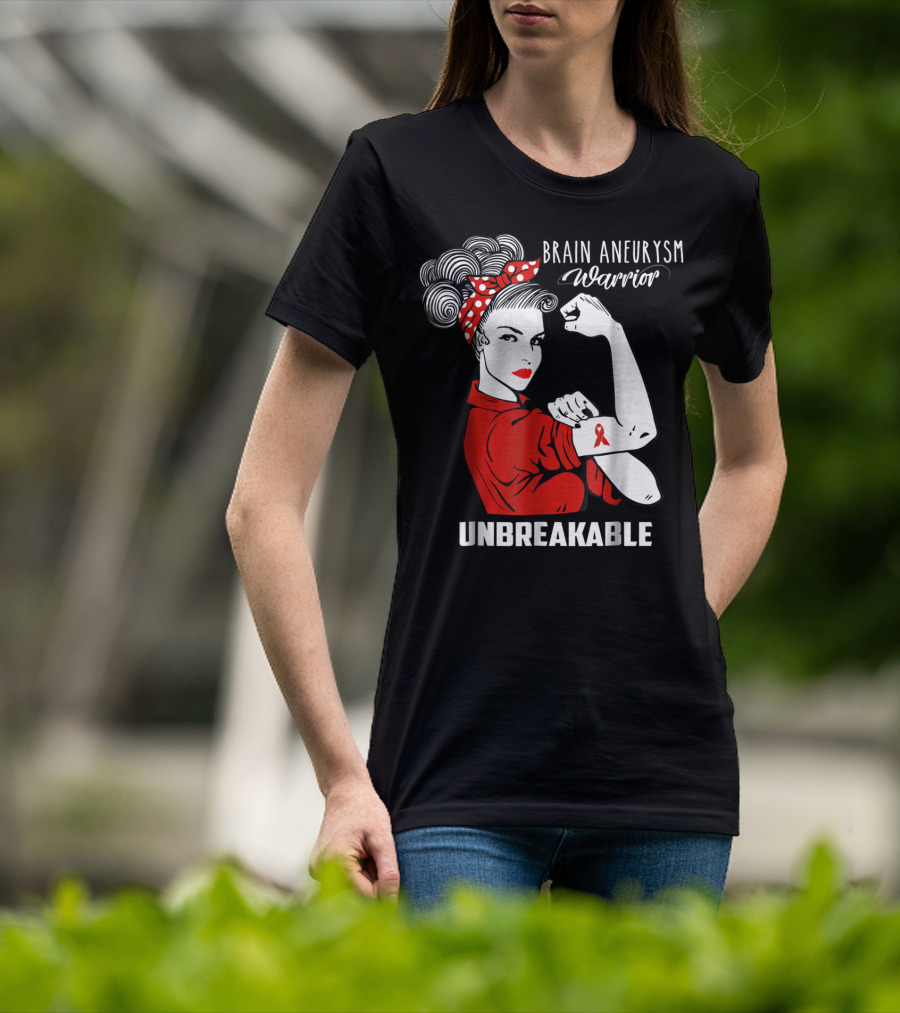 Brain Aneurysm Warrior Unbreakable Awareness Ribbon Strength T-Shirt