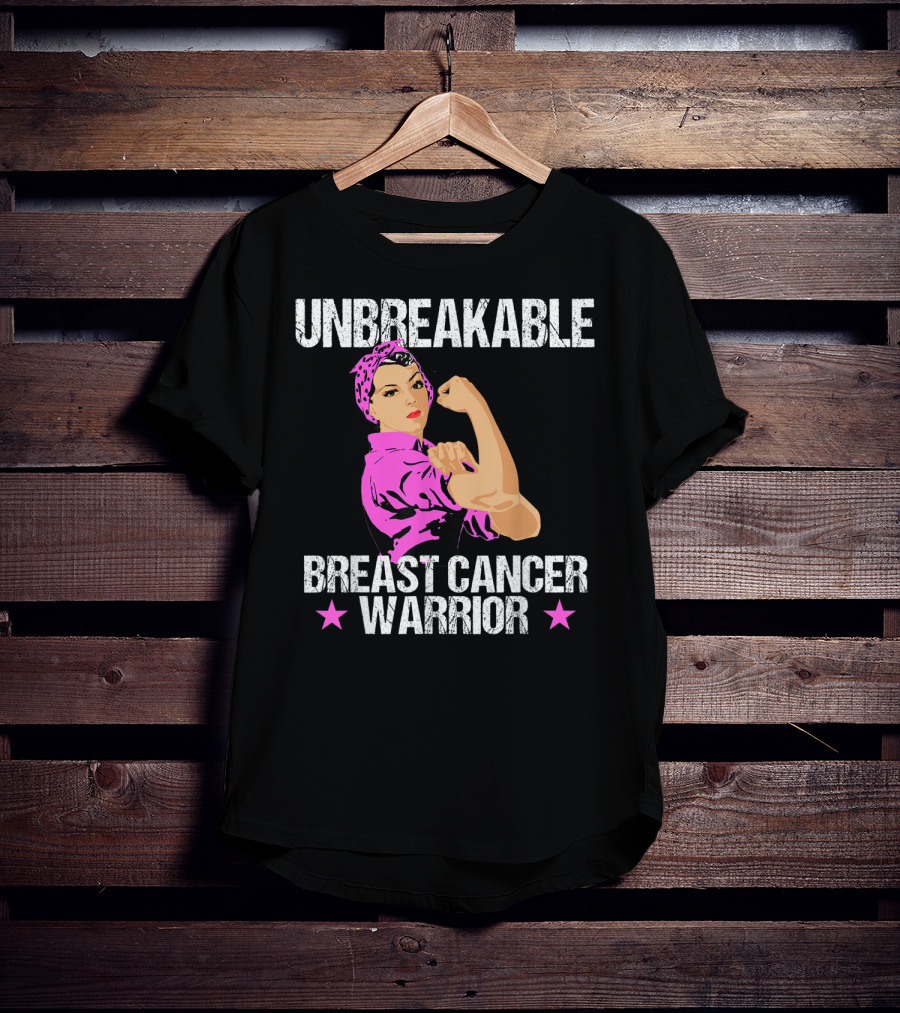 Unbreakable Breast Cancer Warrior Pink Awareness T-Shirt