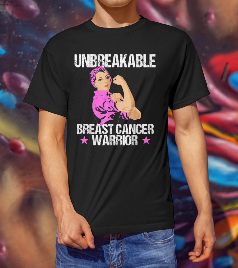 Unbreakable Breast Cancer Warrior Pink Awareness T-Shirt