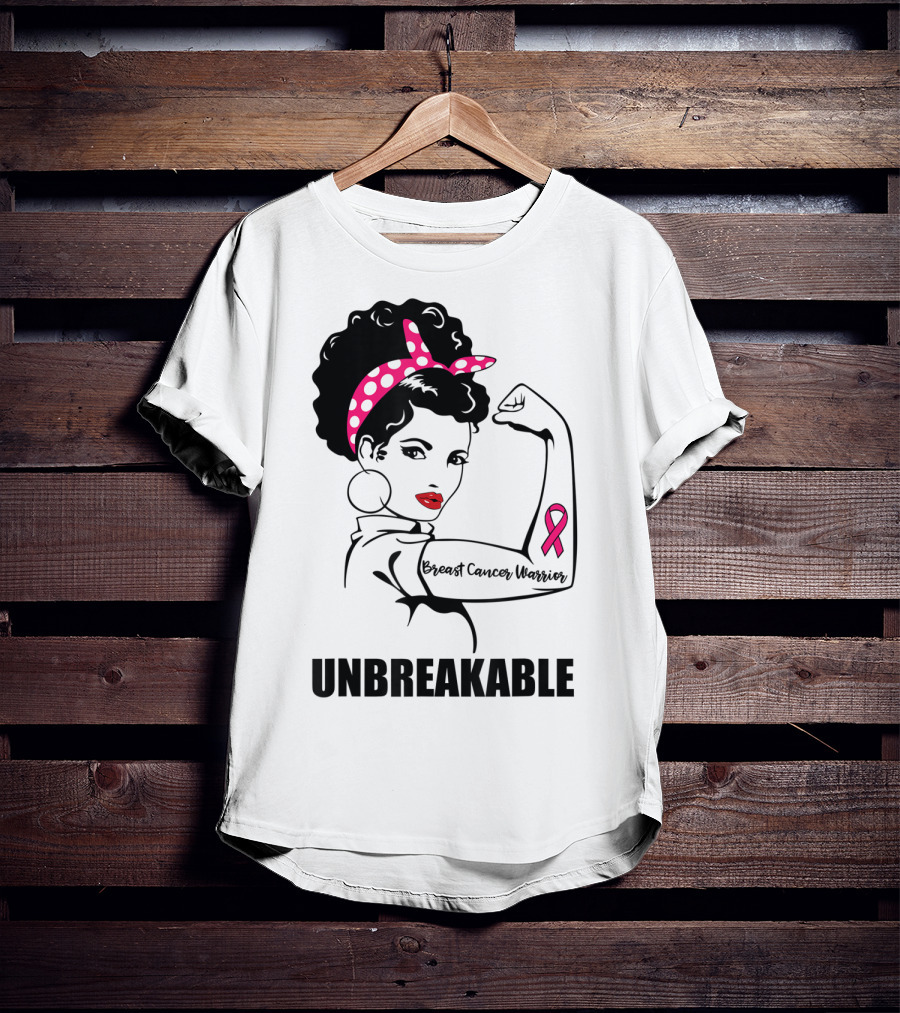 Breast Cancer Warrior Unbreakable Pink Ribbon Strength T-Shirt