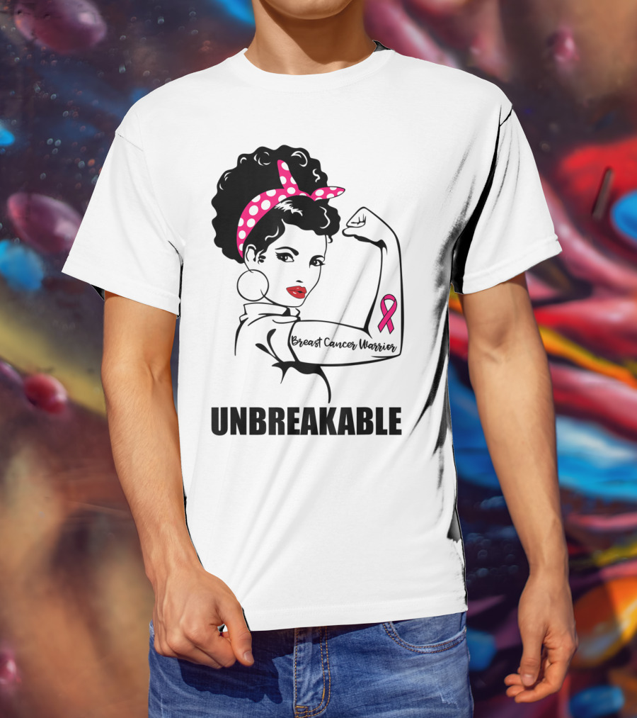 Breast Cancer Warrior Unbreakable Pink Ribbon Strength T-Shirt