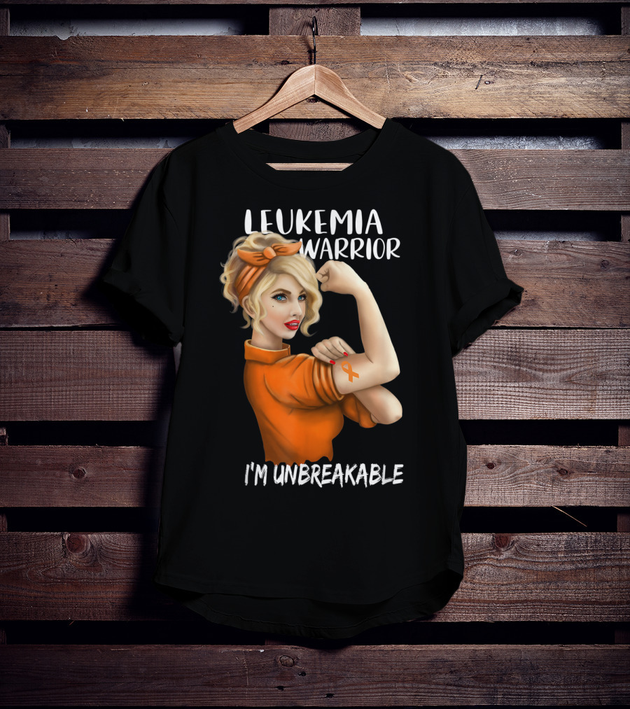 Leukemia Warrior Orange Ribbon I'm Unbreakable T-Shirt