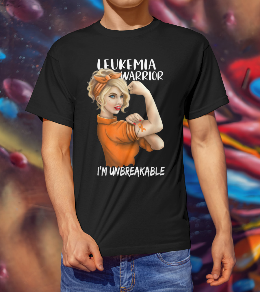 Leukemia Warrior Orange Ribbon I'm Unbreakable T-Shirt