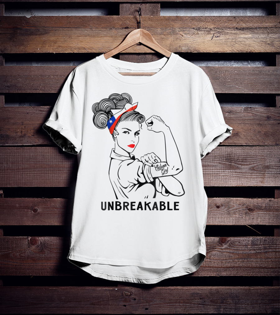Chilean Girl Unbreakable Rosie Riveter Heritage With Chile Flag Bandana T-Shirt
