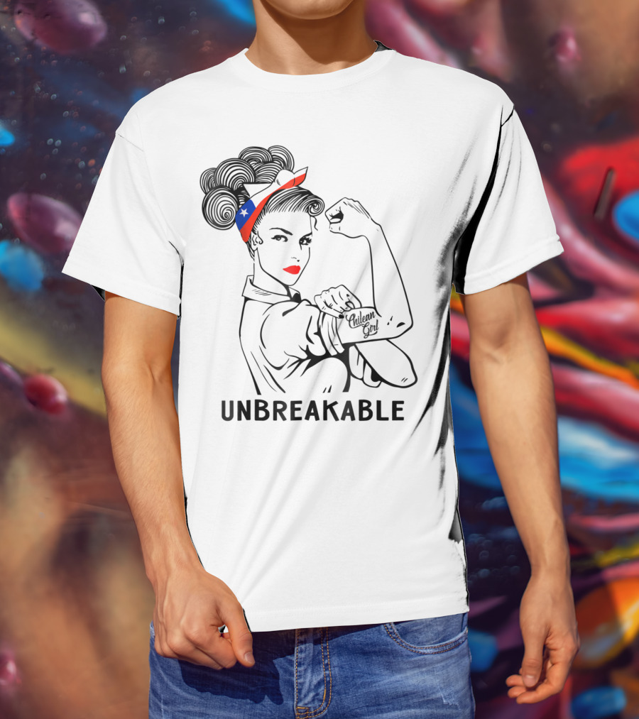 Chilean Girl Unbreakable Rosie Riveter Heritage With Chile Flag Bandana T-Shirt