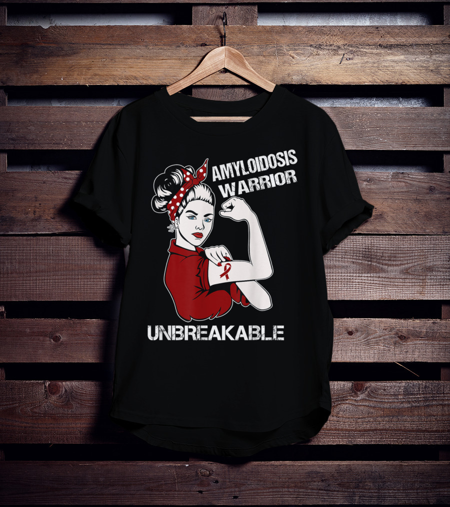 Amyloidosis Warrior Unbreakable Strong Woman Red T-Shirt