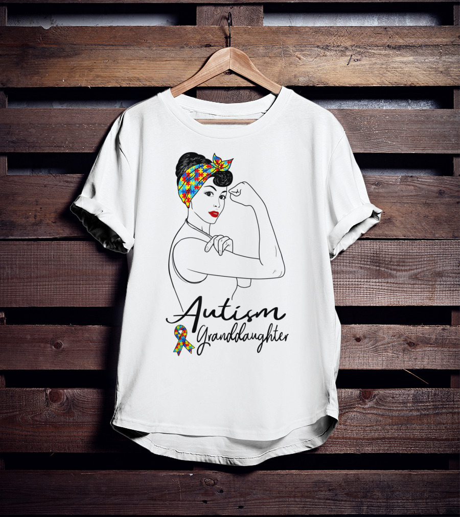 Autism Granddaughter Rosie The Riveter Puzzle Ribbon Unbreakable T-Shirt