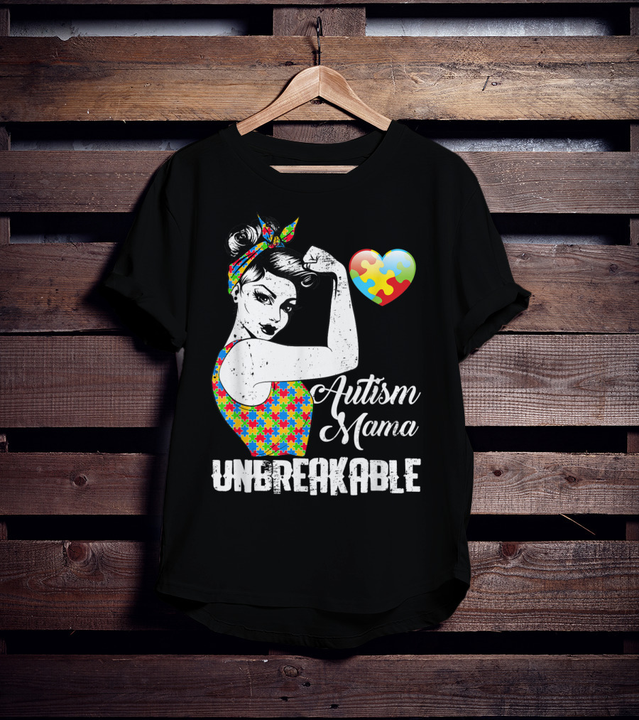 Autism Mama Unbreakable Love Puzzle Heart Awareness T-Shirt