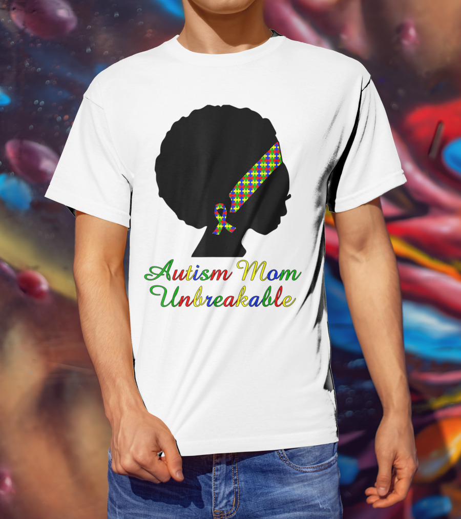 Autism Mom Unbreakable With Puzzle Ribbon Headband T-Shirt