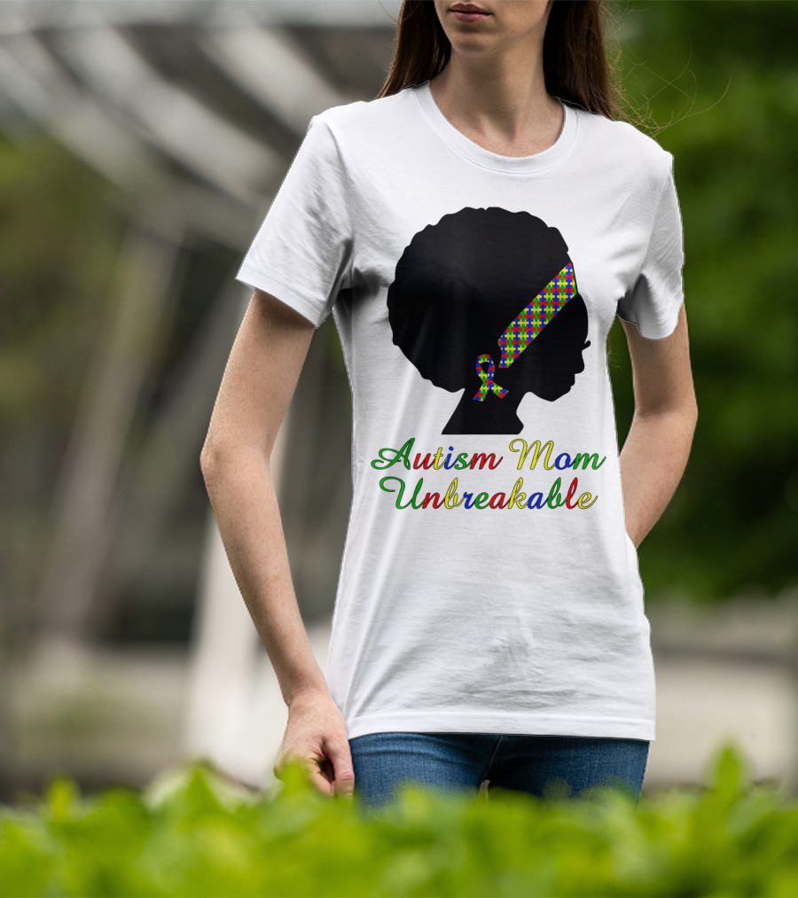 Autism Mom Unbreakable With Puzzle Ribbon Headband T-Shirt